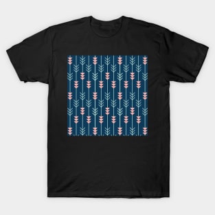 Blue Boho Arrow Pattern Minimalistic T-Shirt